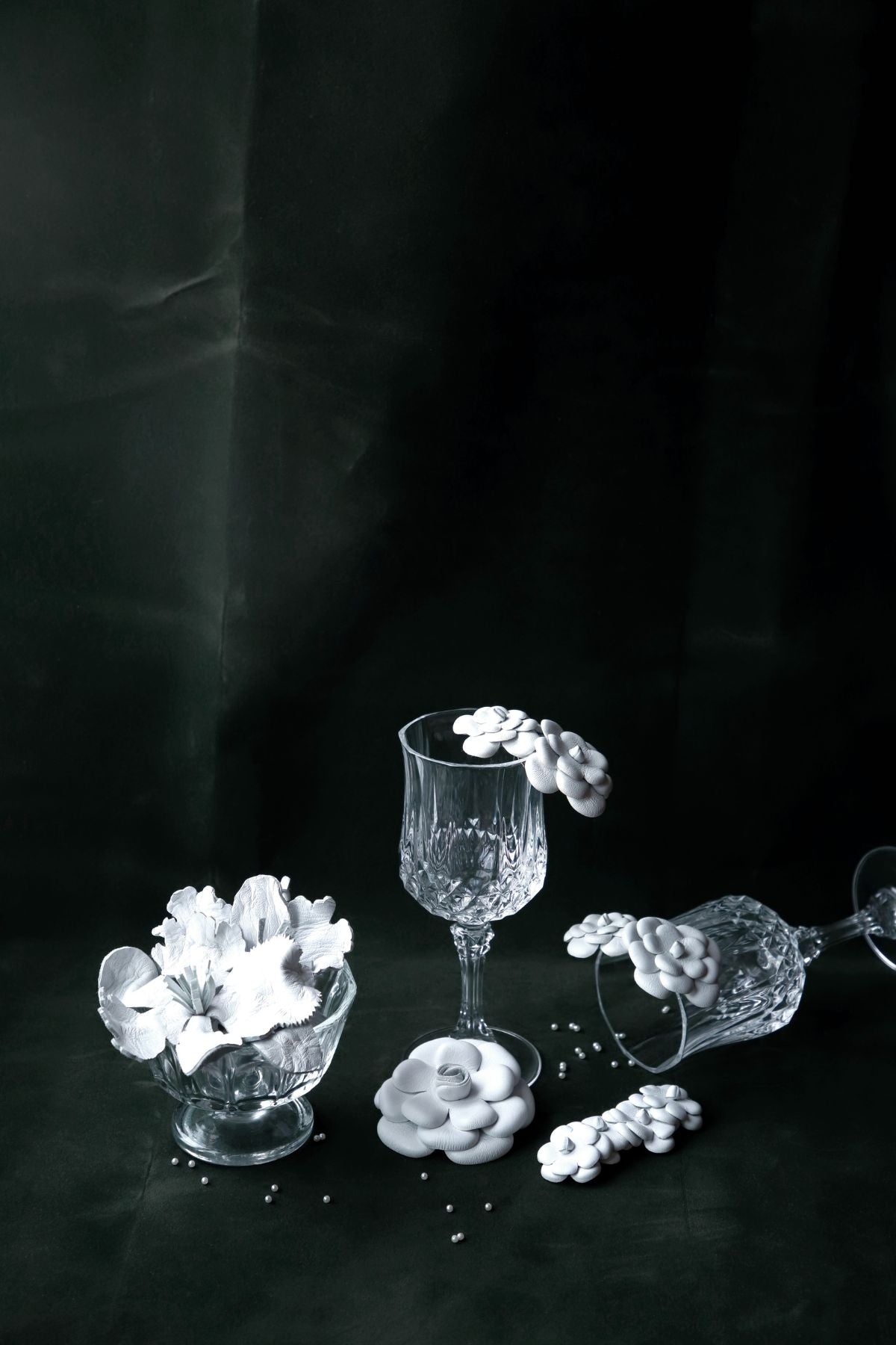 Four Camellia Clip On Shoes Accessories in White