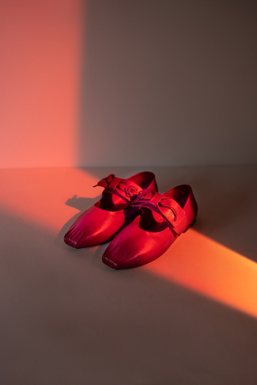 Evelina Ballet Flats in Red