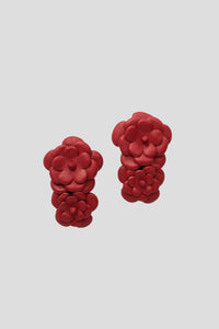 Double Camellia Clip On Shoes Accessories in Red
