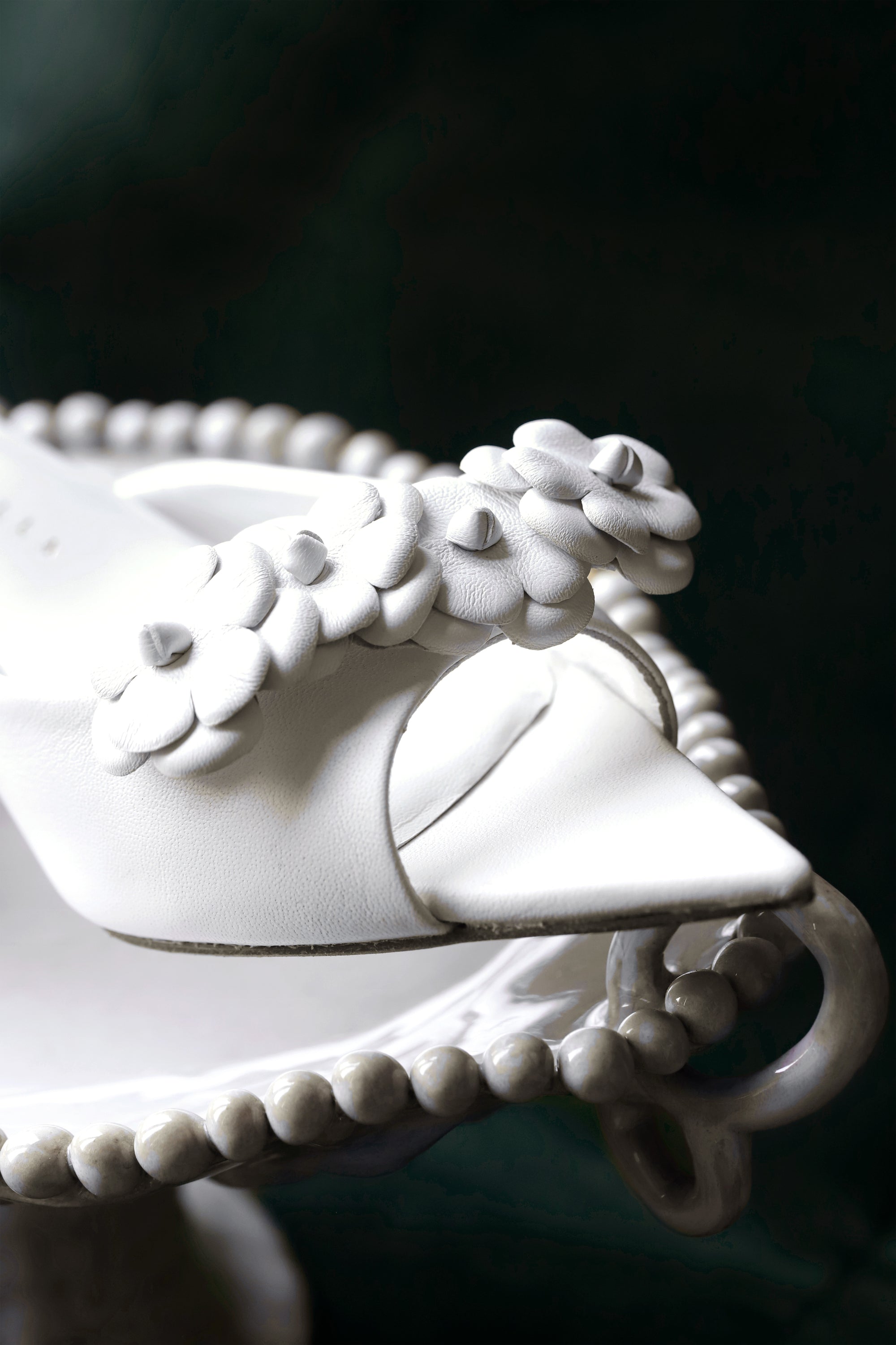 Four Camellia Clip On Shoes Accessories in White