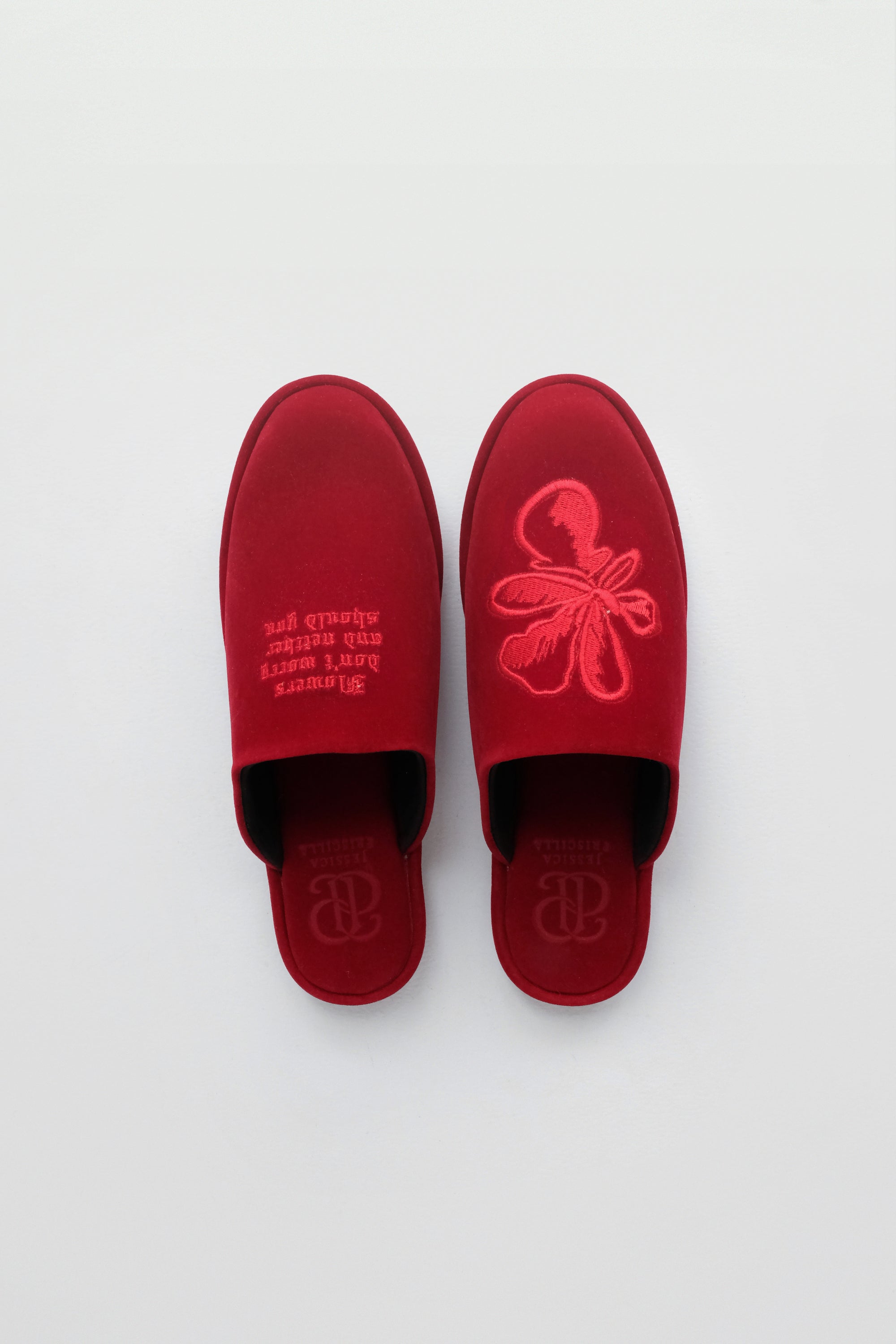 Flowers Don't Worry Home Slippers in Red