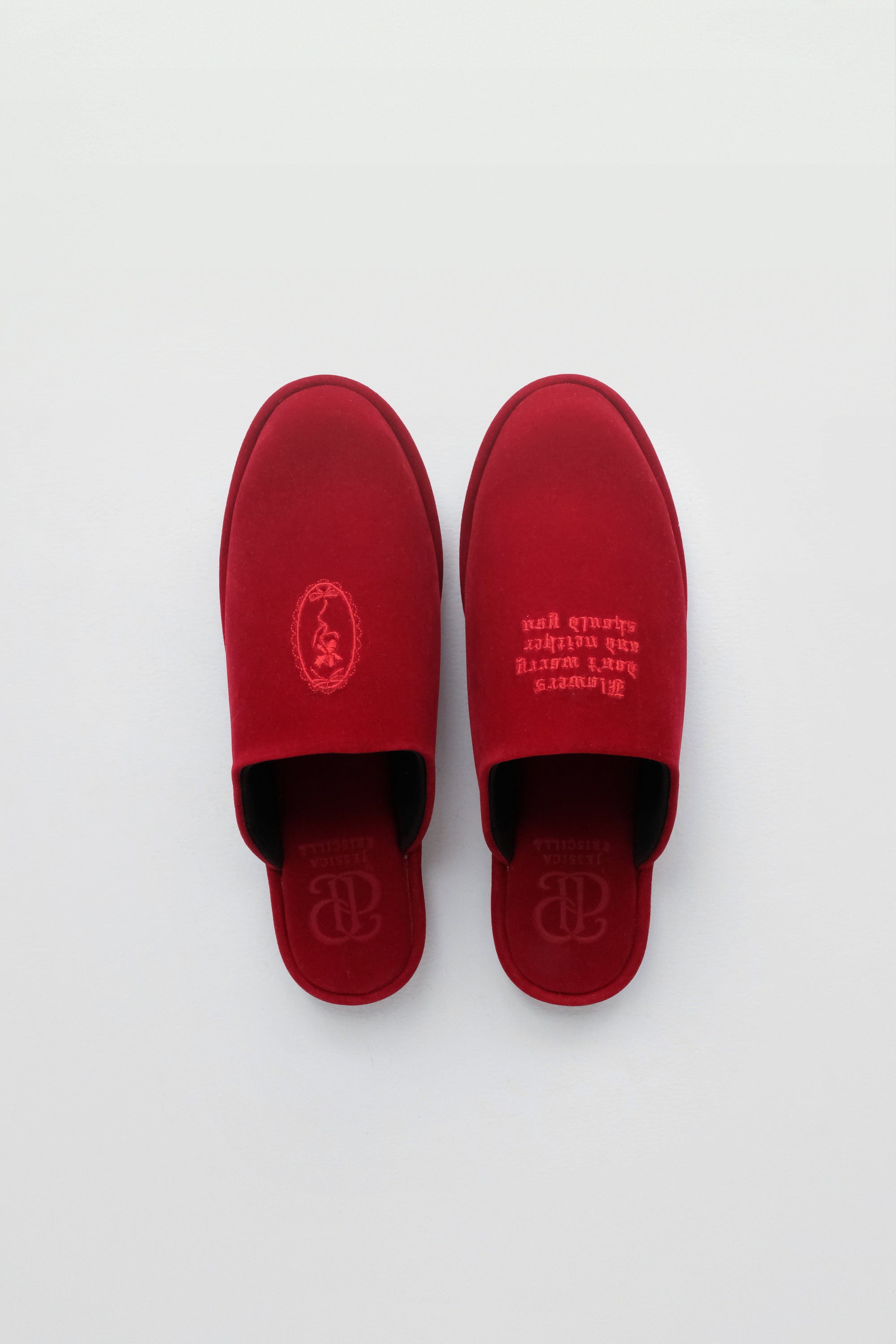 Small Flowers Don't Worry Home Slippers in Red
