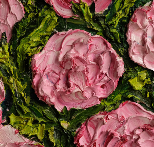 Pink Roses In An Old Green Vase by Ben Wong